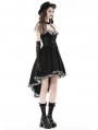 Black and White Striped Cross Necktie High-Low Party Dress