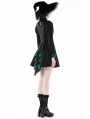 Black and Green Gothic Long Sleeve Short Pleated Tail Dress