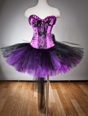 Purple and Black Gothic Burlesque Corset Party Dress