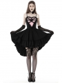 Black Gothic Girl Pink Rose Heart High-Low Dress