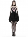 Black Gothic Girl Pink Rose Heart High-Low Dress