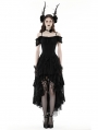 Black Gothic Elegant Lady Lace Dovetail Party Dress