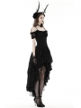 Black Gothic Elegant Lady Lace Dovetail Party Dress