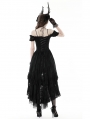 Black Gothic Elegant Lady Lace Dovetail Party Dress