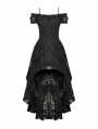 Black Gothic Elegant Lady Lace Dovetail Party Dress