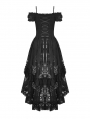 Black Gothic Elegant Lady Lace Dovetail Party Dress