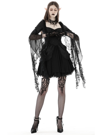 Black Gothic Court Exaggerated Sleeves Short Party Dress - Devilnight.co.uk