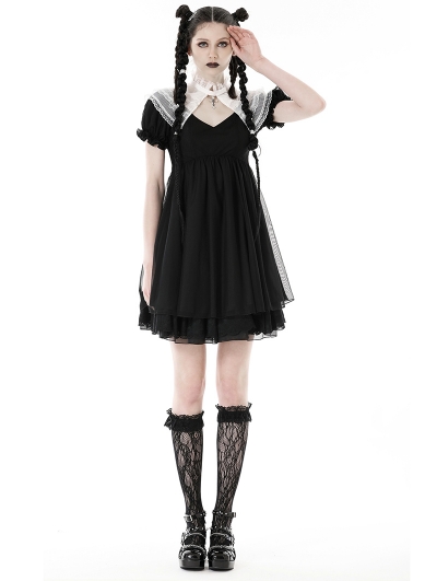 Black Gothic Lolita Cross Princess Dress with Detachable Collar