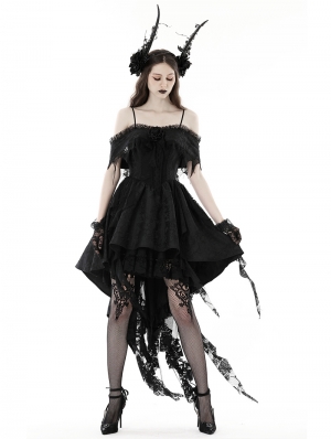 Black Gothic Rose Runaway Princess High-Low Dress