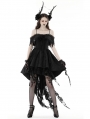 Black Gothic Rose Runaway Princess High-Low Dress