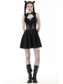 Black Gothic Rebel Girl Sexy Hollow Out Mesh Sleeveless Short Dress