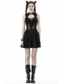 Black Gothic Rebel Girl Sexy Hollow Out Mesh Sleeveless Short Dress