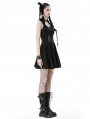 Black Gothic Rebel Girl Sexy Hollow Out Mesh Sleeveless Short Dress
