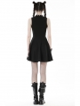 Black Gothic Rebel Girl Sexy Hollow Out Mesh Sleeveless Short Dress