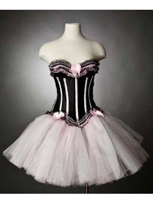 Black and White Short Burlesque Corset Party Dress