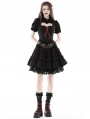 Black Heart Hollow Out Red Lace Up Cute Gothic Short Dress