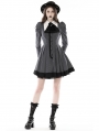 Black and White Stripe Gothic Preppy Style Long Sleeve Short Dress