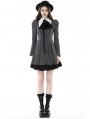 Black and White Stripe Gothic Preppy Style Long Sleeve Short Dress