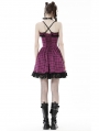 Pink Plaid Gothic Rebel Sweet Cool Strappy Short Dress