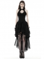 Black Sexy Gothic Halter High-Low Lace Dress