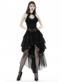Black Sexy Gothic Halter High-Low Lace Dress