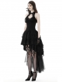 Black Sexy Gothic Halter High-Low Lace Dress