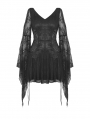 Black Gothic Locomotive Rebel Cold Shoulder Lace Short Dress