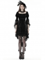 Black Gothic Princess Bell Lace Sleeves Velvet Short Dress