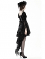 Black Gothic Princess Bell Lace Sleeves Velvet Short Dress
