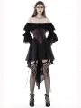 Black Gothic Princess Sleeves Off-the-Shoulder High-Low Dress