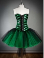 Green and Black Short Gothic Burlesque Corset Prom Dress