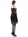 Black Gothic Off-Shoulder Long Trumpet Sleeve Velvet Short Dress