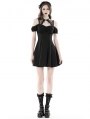 Black Daily Gothic Off-the-Shoulder Short Dress