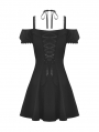 Black Daily Gothic Off-the-Shoulder Short Dress