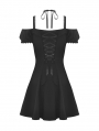 Black Daily Gothic Off-the-Shoulder Short Dress