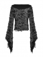 Black and Gray Gothic Decadent Shredded Lace Up Cardigan for Women