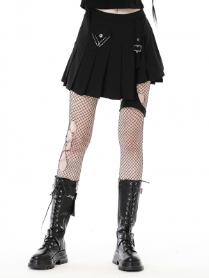 Black Gothic Punk Grunge Irregular Pleated Short Skirt