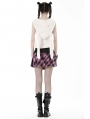 Pink and Black Plaid Gothic Grunge PU Bear Mini Skirt