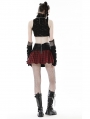 Black and Red Gothic Punk Plaid Cross Mini Skirt