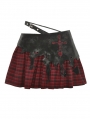 Black and Red Gothic Punk Plaid Cross Mini Skirt
