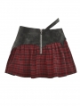 Black and Red Gothic Punk Plaid Cross Mini Skirt