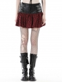 Red and Black Plaid Gothic Punk Grunge PU Leather Mini Skirt