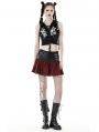 Red and Black Plaid Gothic Punk Grunge PU Leather Mini Skirt