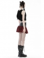 Red and Black Plaid Gothic Punk Grunge PU Leather Mini Skirt