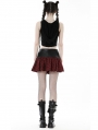 Red and Black Plaid Gothic Punk Grunge PU Leather Mini Skirt