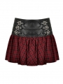 Red and Black Plaid Gothic Punk Grunge PU Leather Mini Skirt