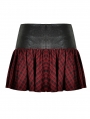 Red and Black Plaid Gothic Punk Grunge PU Leather Mini Skirt