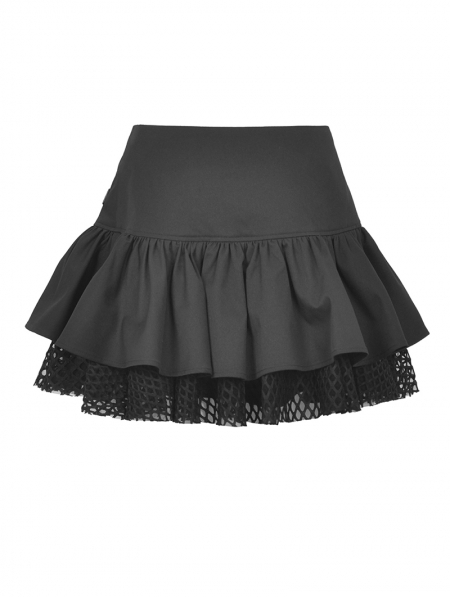 Black Gothic Punk Asymmetrical Zipper Mini Skirt - Devilnight.co.uk