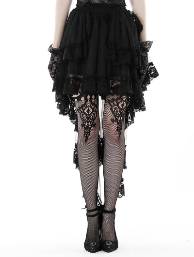 Black Gothic Frilly Lace Swallow Tail Skirt - Devilnight.co.uk