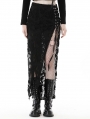 Black Gothic Punk Sexy High Slit Long Shredded Skirt
